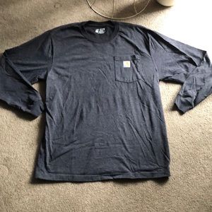 CARHARTT LOOSE FIT GRAY/ BLUE LONG SLEEVE SHIRT MENS SIZE LARGE!!